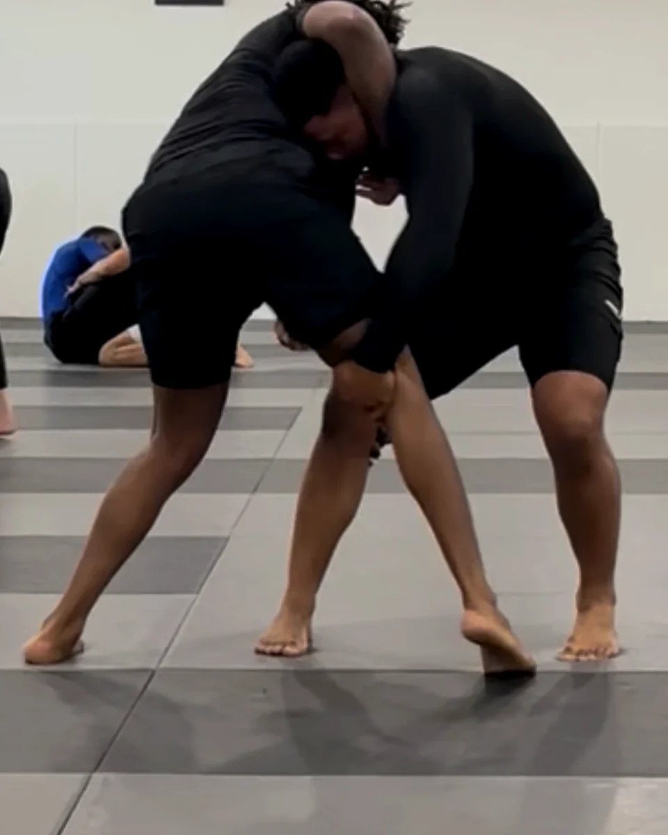 Adults rolling no-gi on the academy mats
