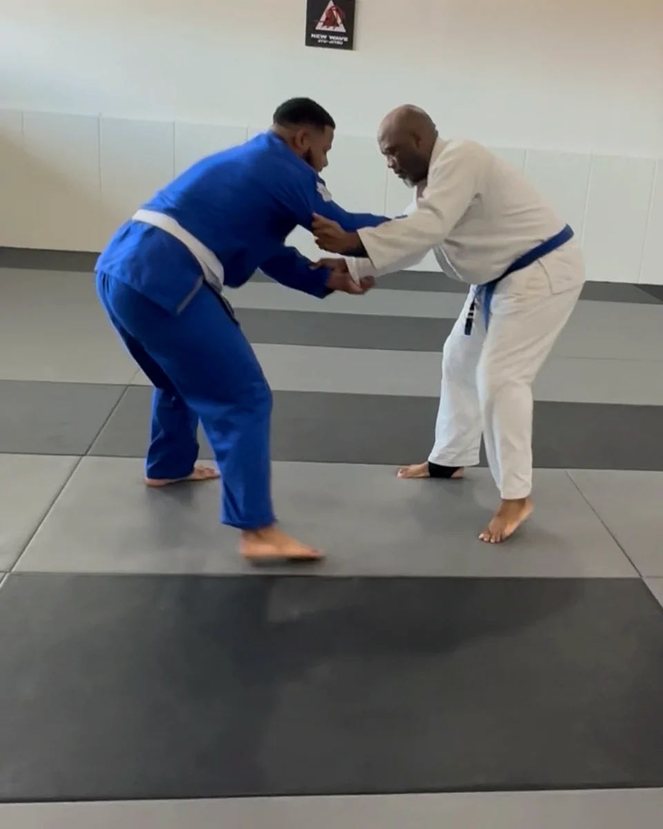 Wide view of the adult class drilling together
